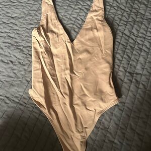 Babaton Beige One Piece Bodysuit